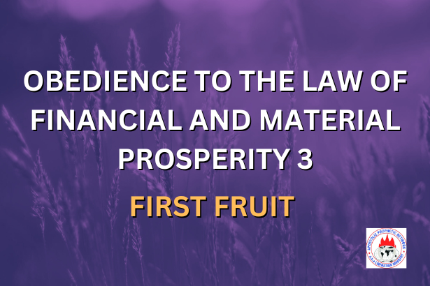 OBEDIENCE TO THE LAW OF FINANCIAL AND MATERIAL PROSPERITY 3 - FIRST FRUIT